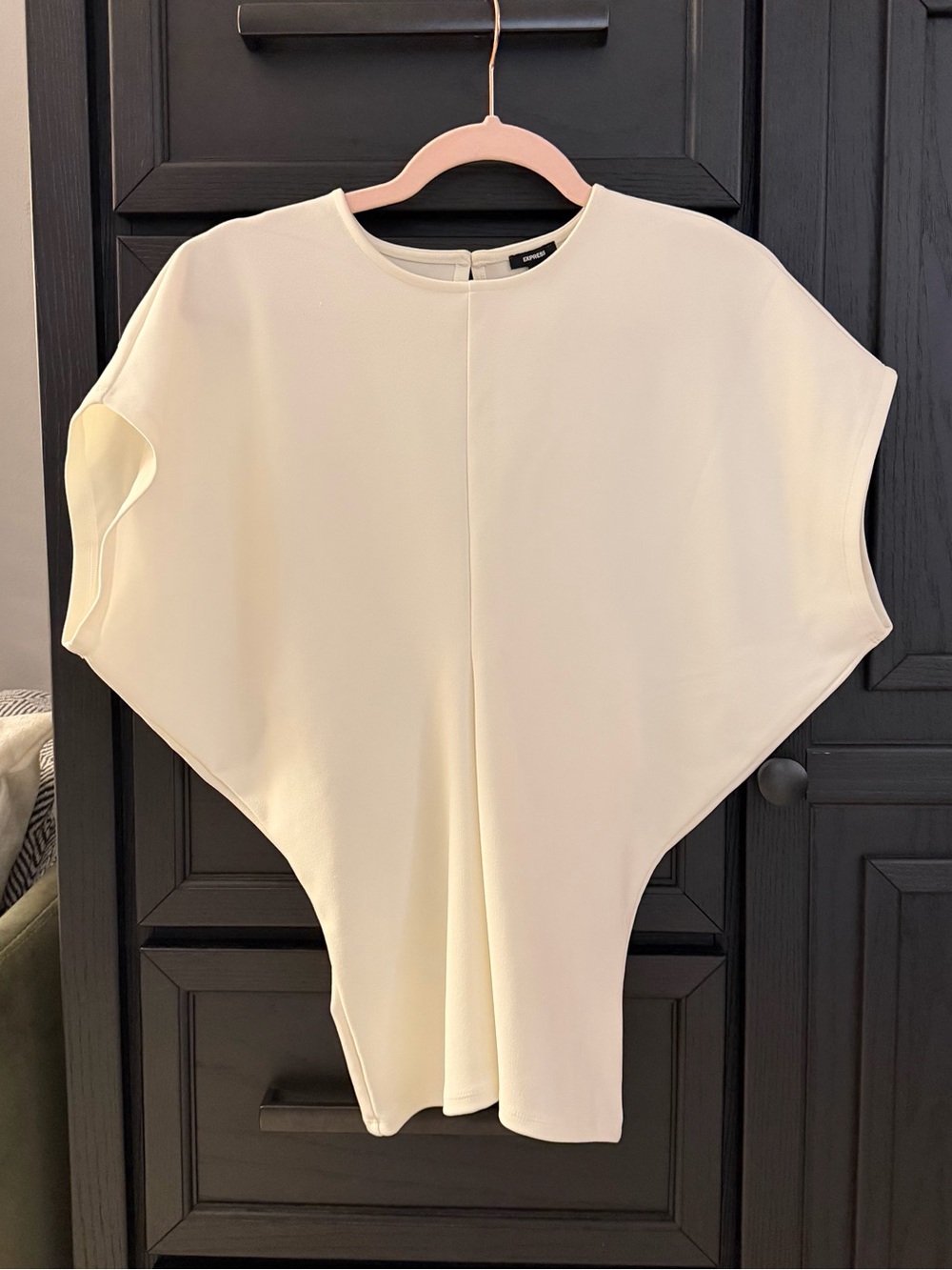 Express Ivory/Off-White Draped Dolman Blouse